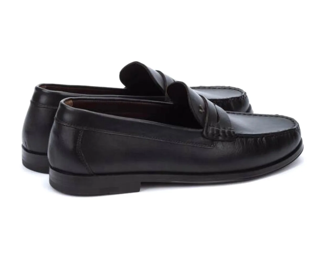 Martinelli Forthill 1623-2760E Black Leather Loafers Slip On Shoes Made In Spain