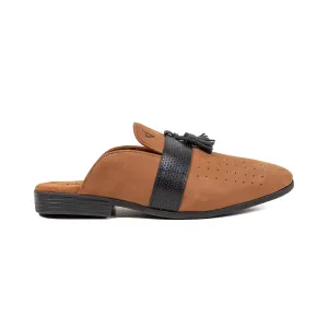 Men's Brown Nubuck Leather Slip-On Half Shoes | Vibrant® Stylish Comfort with TPR Outsole