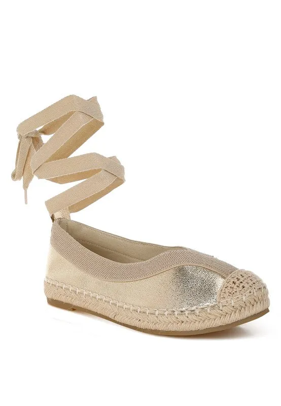 Metallic Lace Up Espadrilles