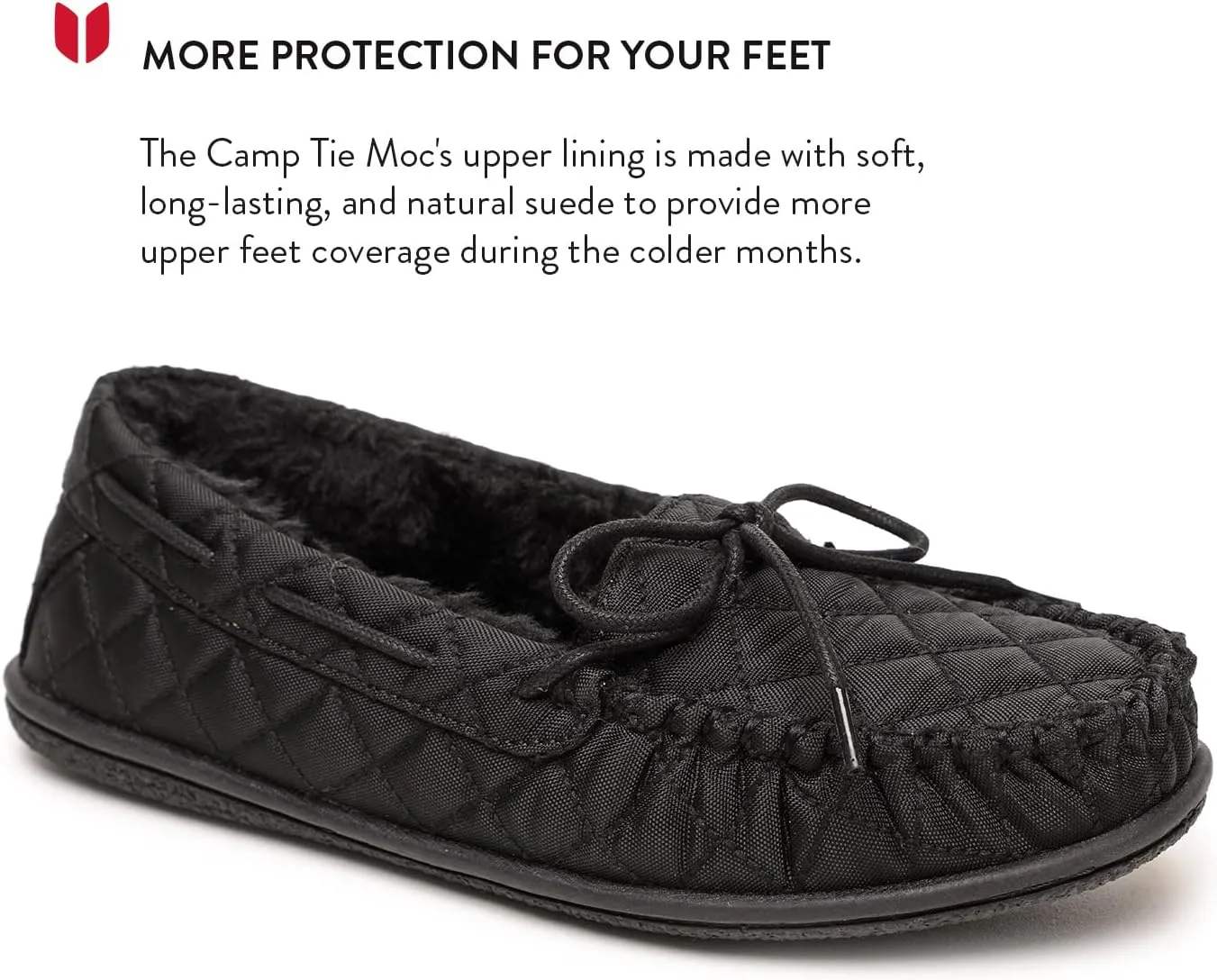 Minnetonka Womens Camp Tie Moc  Cozy, Suede Moccasin Slippers for Women with Plush Pile Lining, Cushioned Footbed, and Durable Sole for Indoor & Outdoor Comfort