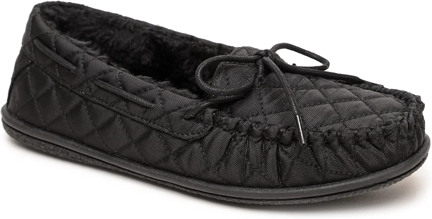 Minnetonka Womens Camp Tie Moc  Cozy, Suede Moccasin Slippers for Women with Plush Pile Lining, Cushioned Footbed, and Durable Sole for Indoor & Outdoor Comfort