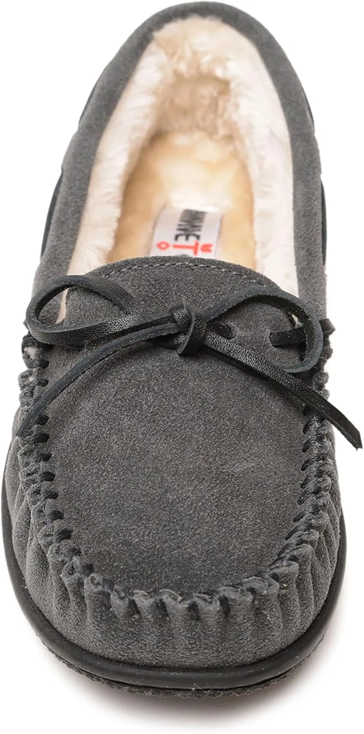 Minnetonka Womens Camp Tie Moc  Cozy, Suede Moccasin Slippers for Women with Plush Pile Lining, Cushioned Footbed, and Durable Sole for Indoor & Outdoor Comfort