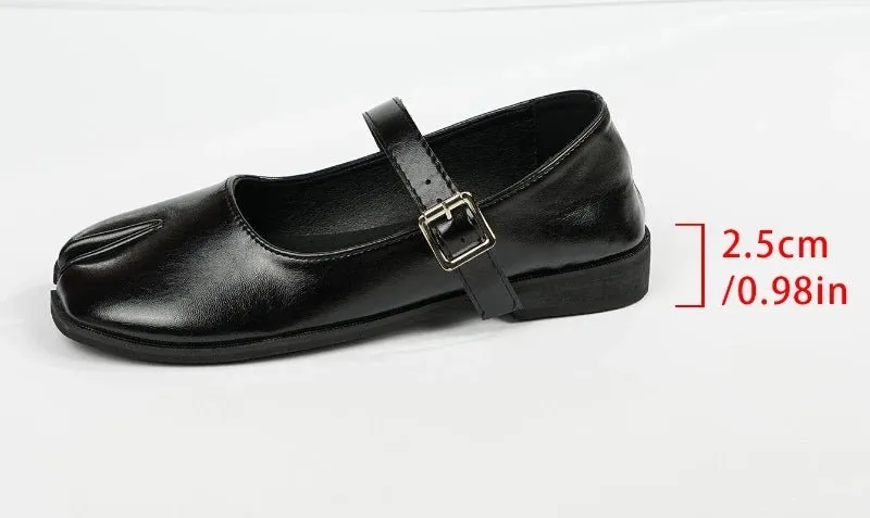 Modern Split Toe Flat Mary Jane Shoes w/ Buckle