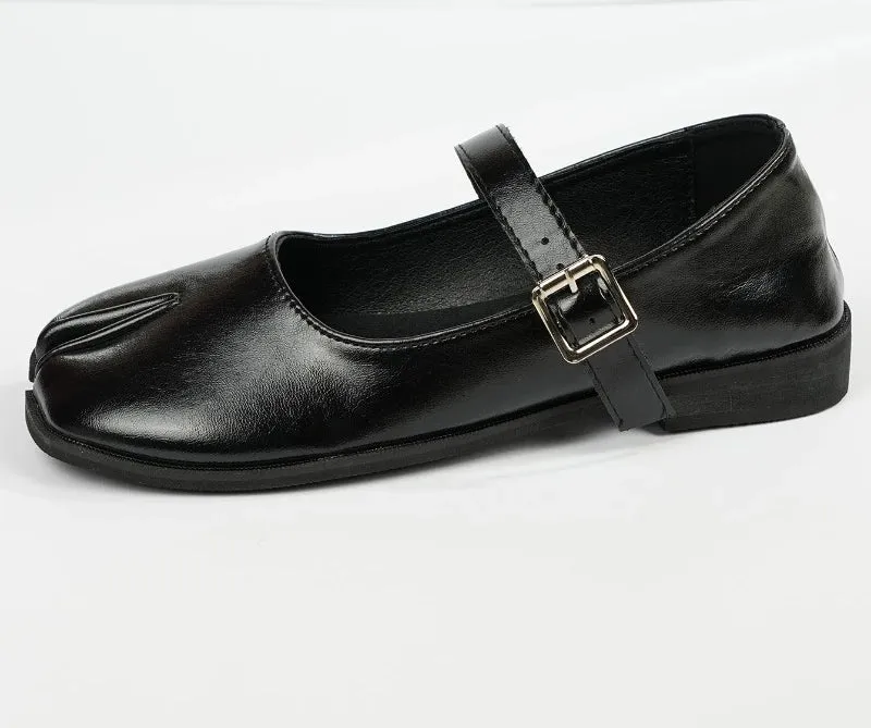 Modern Split Toe Flat Mary Jane Shoes w/ Buckle