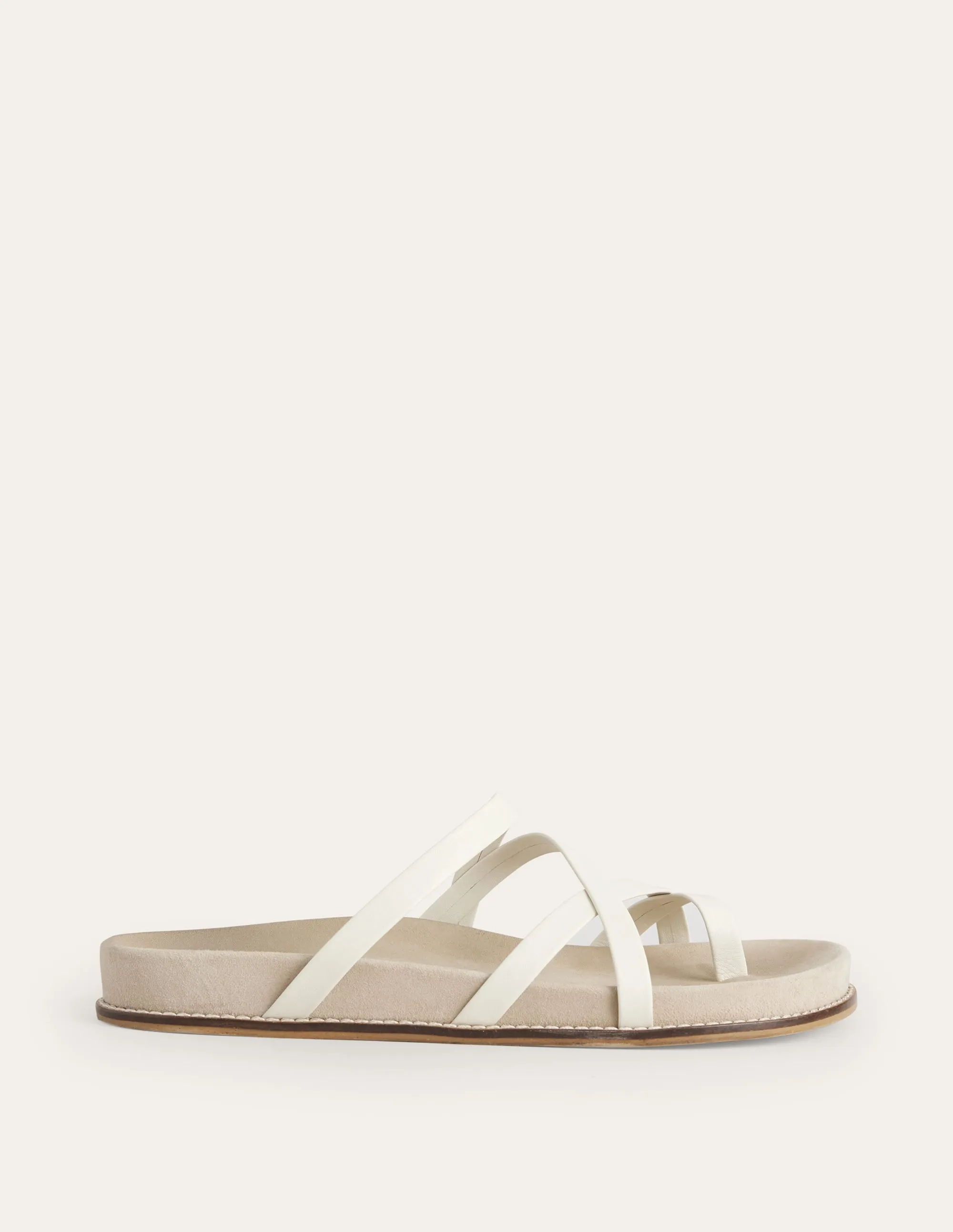 Multi Strap Flat Sandals-Ecru Leather