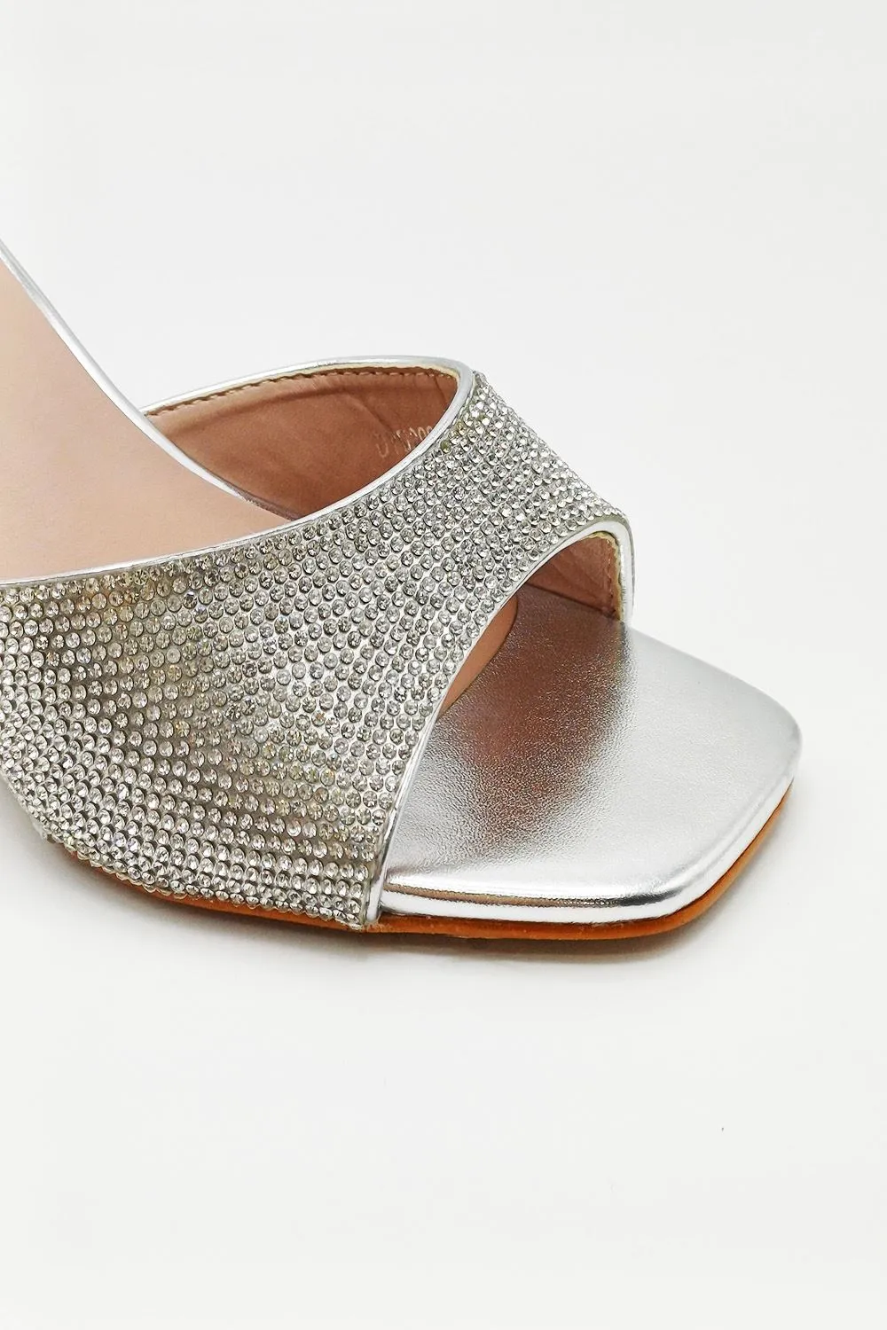 Natassia  Diamante Encrusted Slip On Wedges in Silver