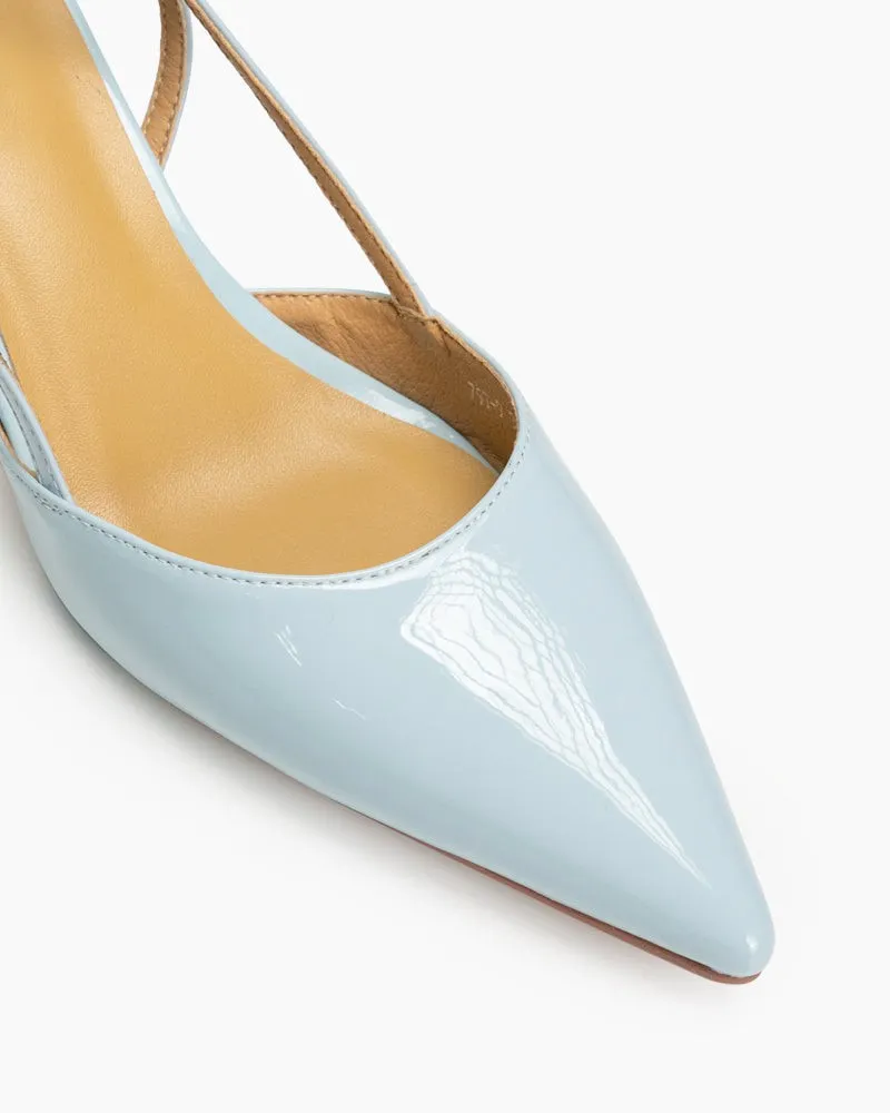One-word Buckle Solid Color Shallow Mouth Heeled Sandals