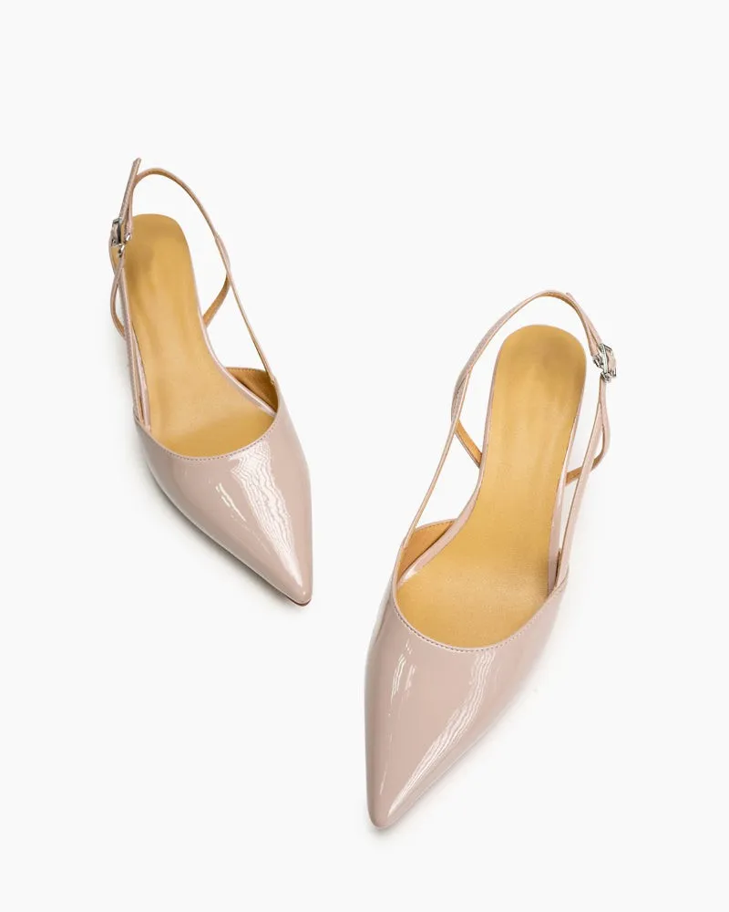 One-word Buckle Solid Color Shallow Mouth Heeled Sandals