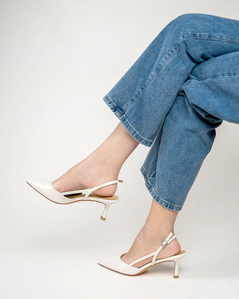 One-word Buckle Solid Color Shallow Mouth Heeled Sandals