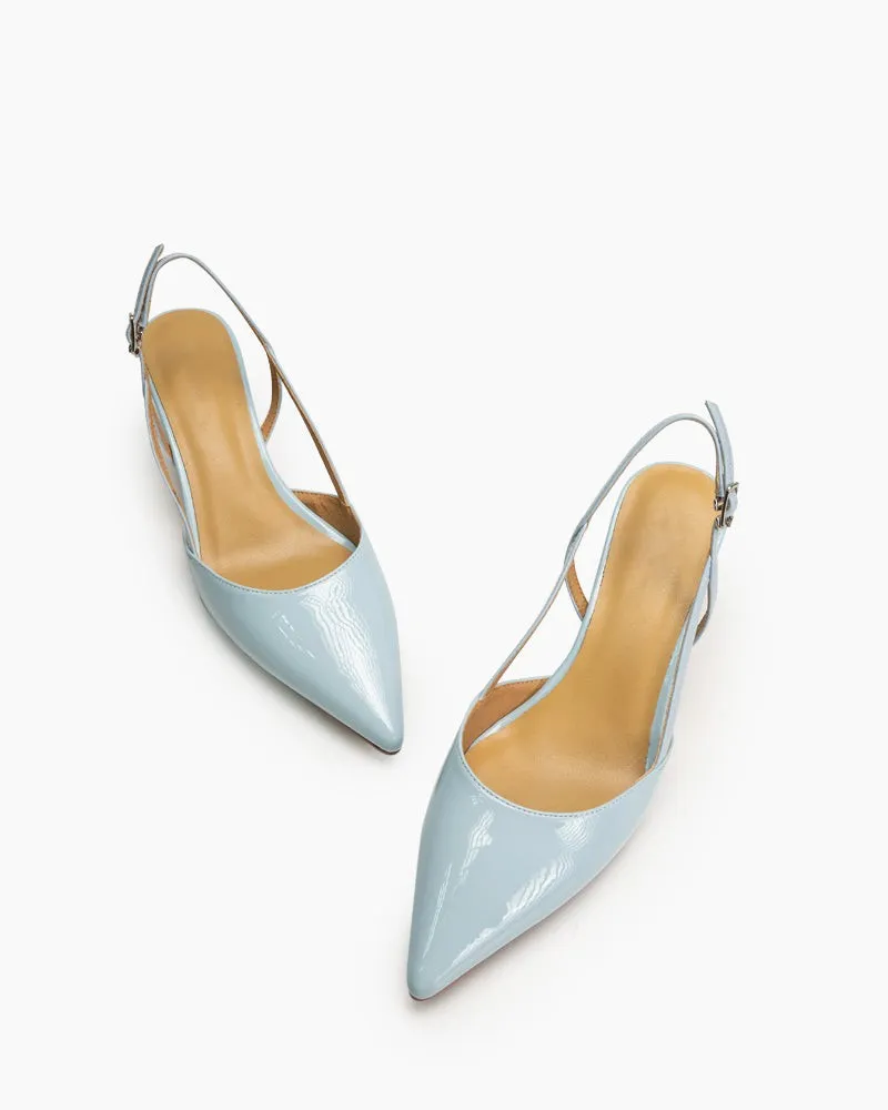 One-word Buckle Solid Color Shallow Mouth Heeled Sandals