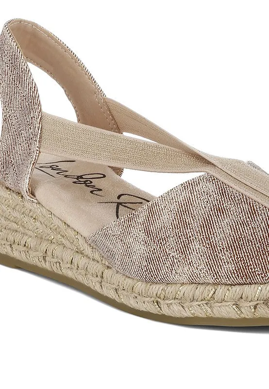 Port Side Metallic Woven Espadrille Wedges for Summer Style