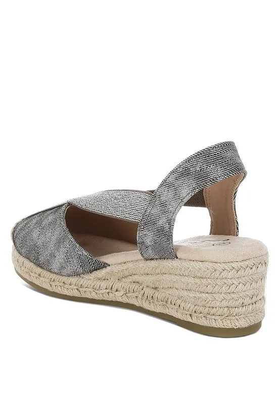 Port Side Metallic Woven Espadrille Wedges for Summer Style