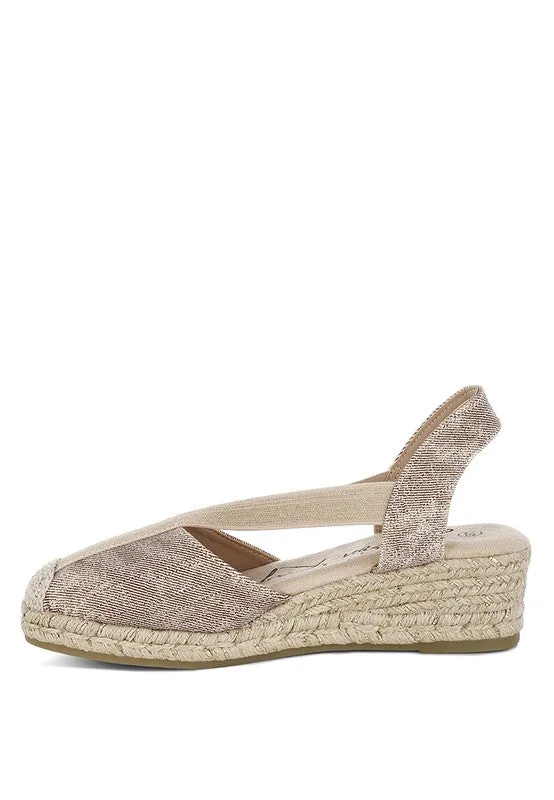 Port Side Metallic Woven Espadrille Wedges for Summer Style