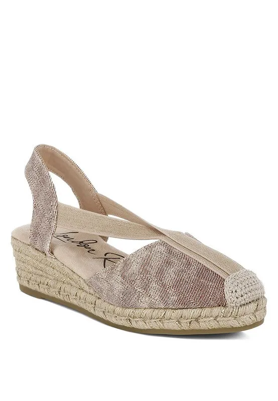 Port Side Metallic Woven Espadrille Wedges for Summer Style