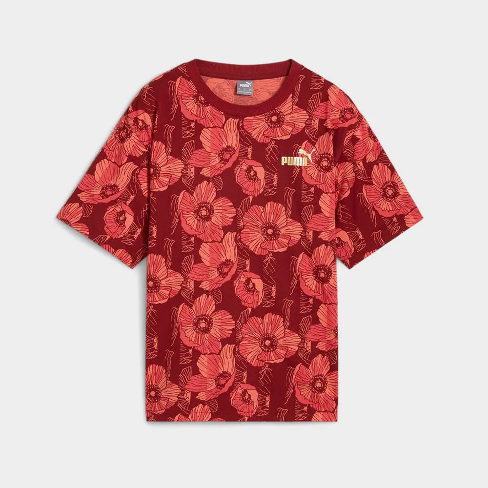 Puma Womens Essentials Class Act Aop Tee Red/Multi _ 182029 _ Red