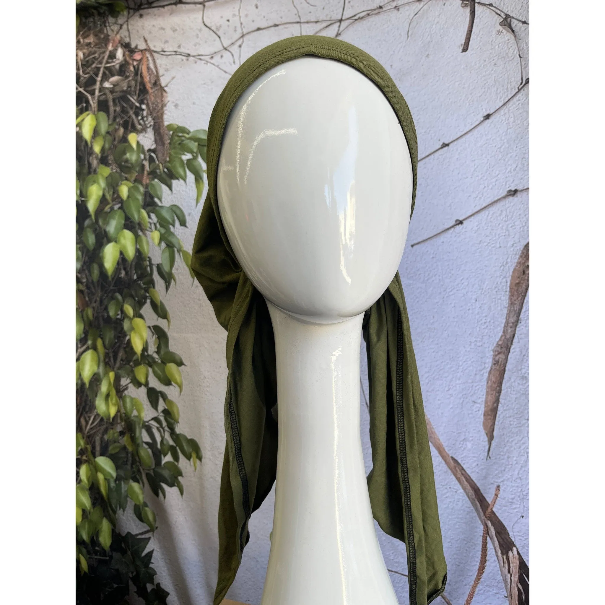 Stretchy Pretied Tichel - Olive