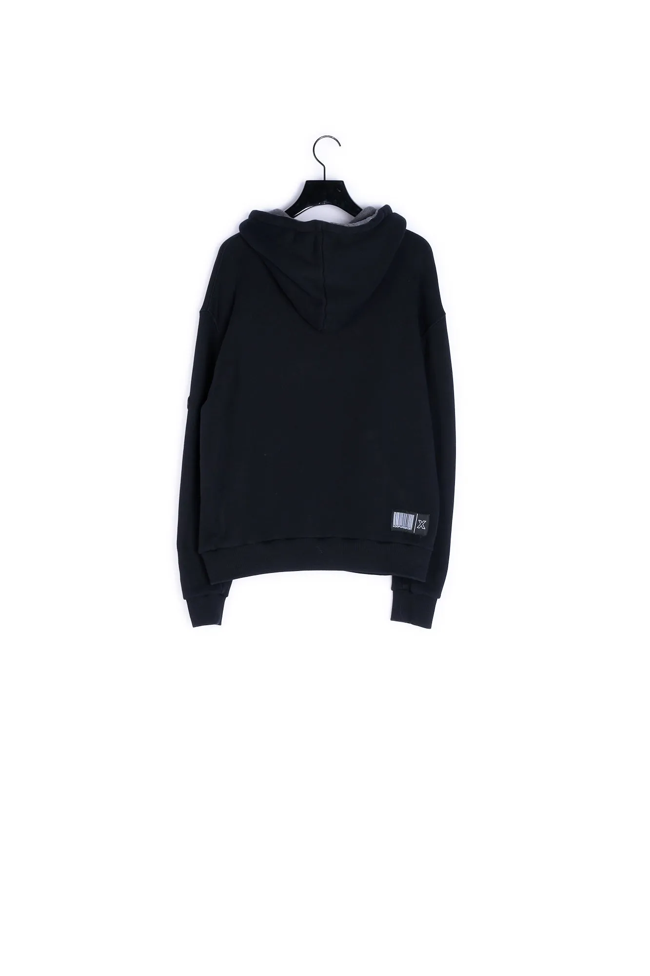 Sweat gris clair capuche coton poche avant