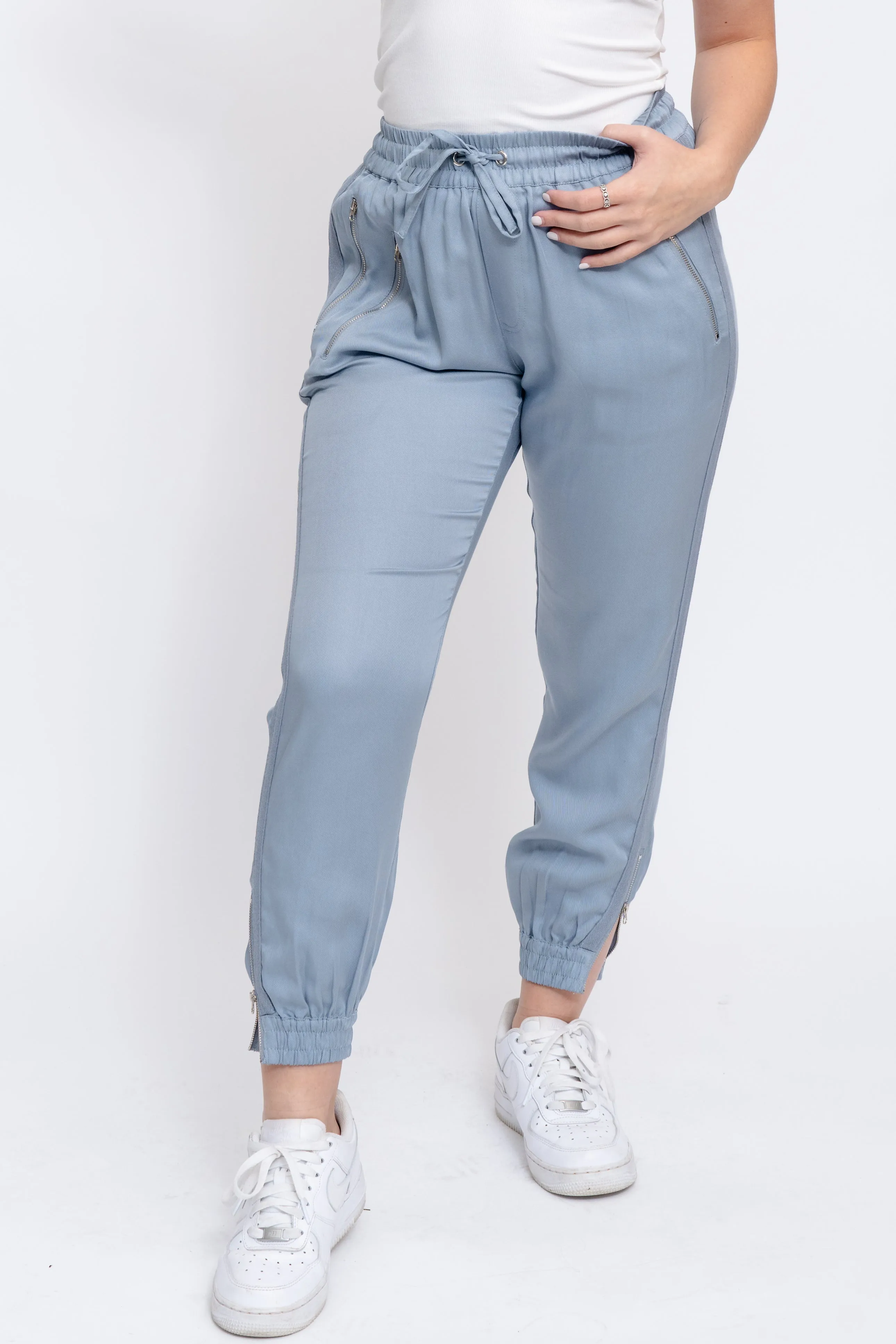 Tencel Jogger Pants-Powder Blue