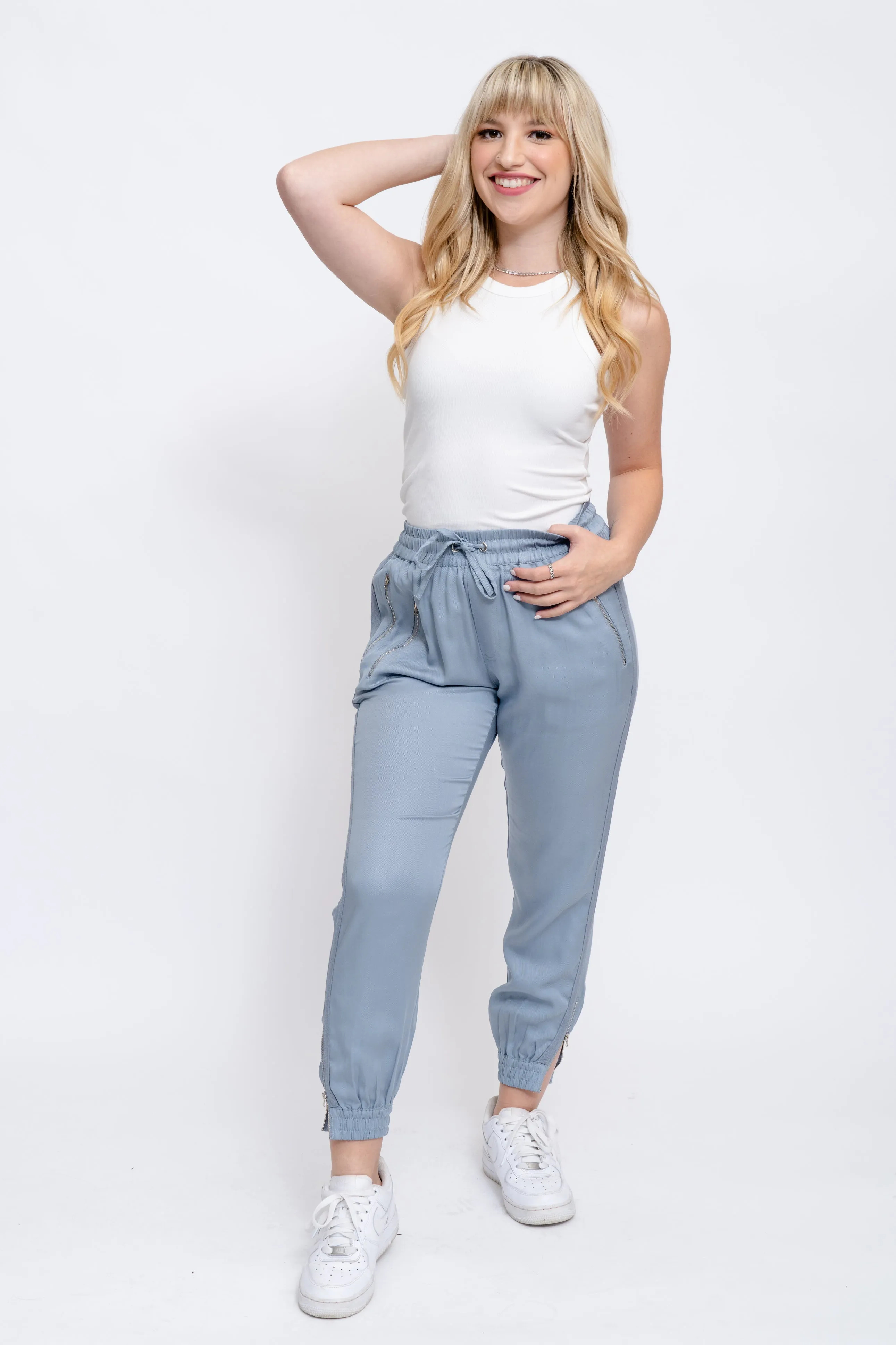 Tencel Jogger Pants-Powder Blue