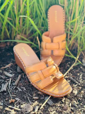 The Mingle Tan Wedge Sandal