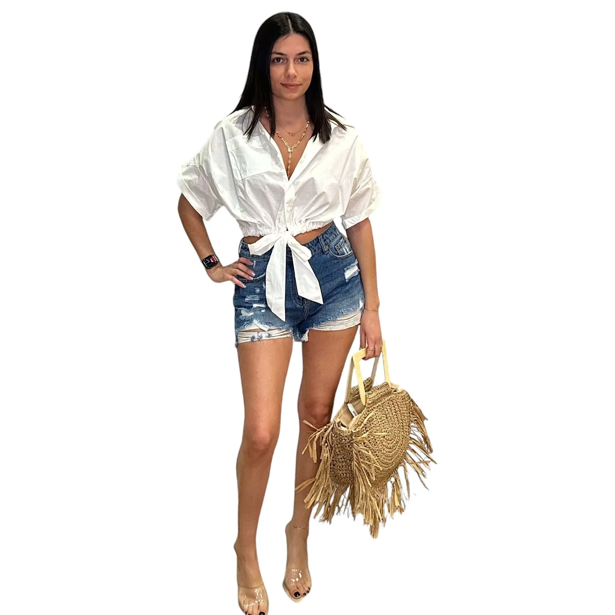 Tie Waist Button Down Top