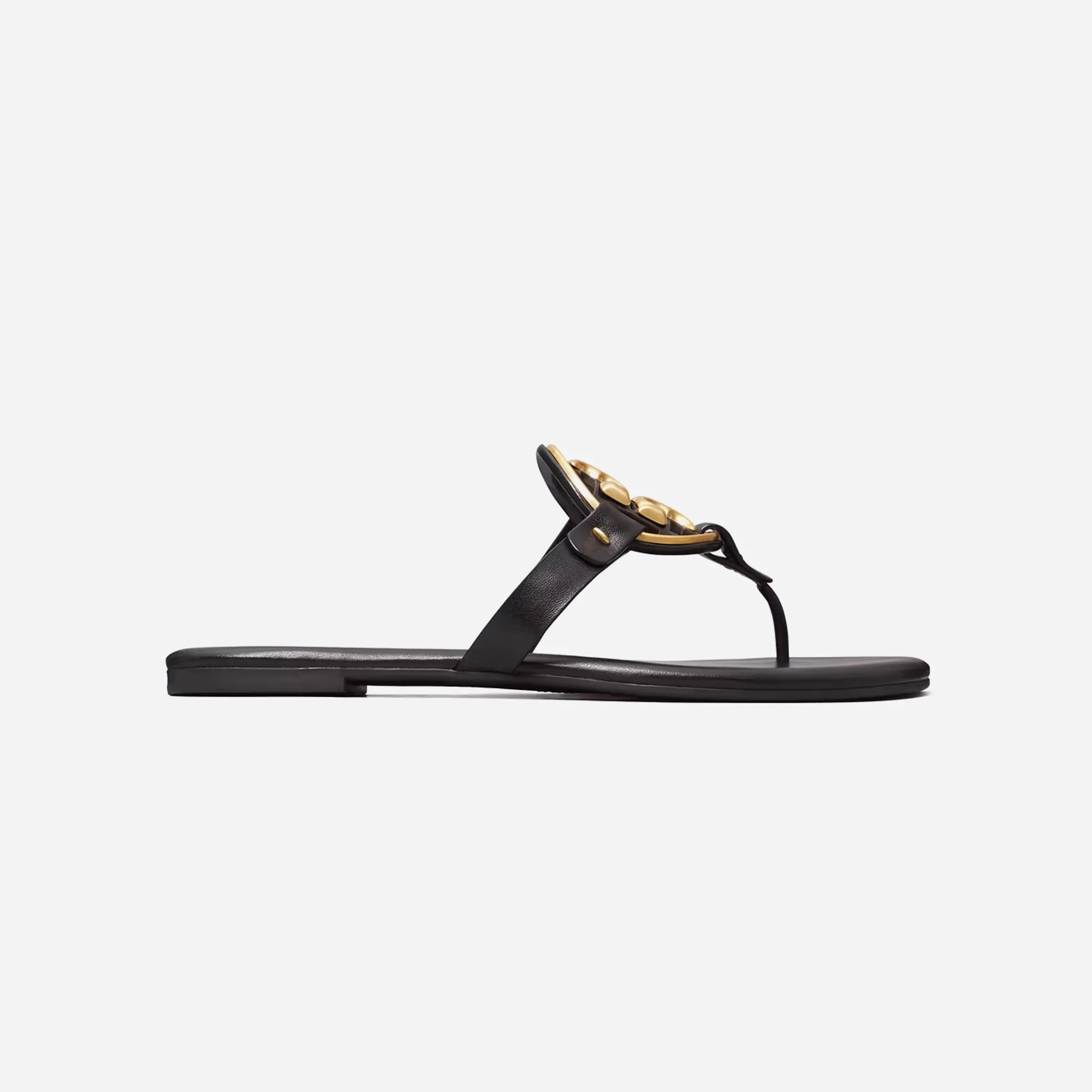 Tory Burch Miller Soft Metal Logo Sandal Perfect Black