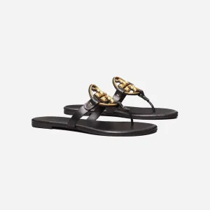 Tory Burch Miller Soft Metal Logo Sandal Perfect Black