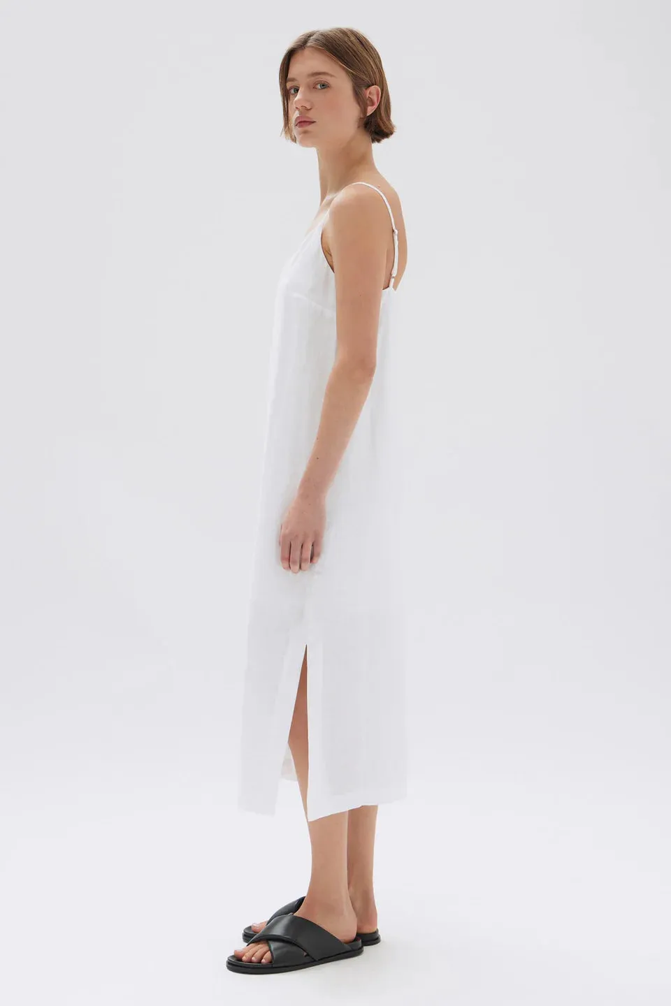Vallory Linen Slip Dress - White