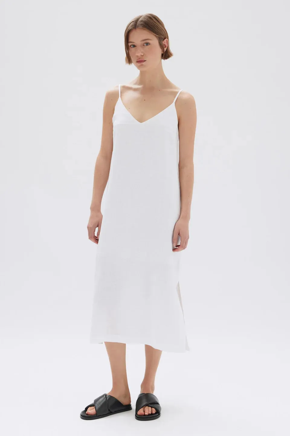 Vallory Linen Slip Dress - White