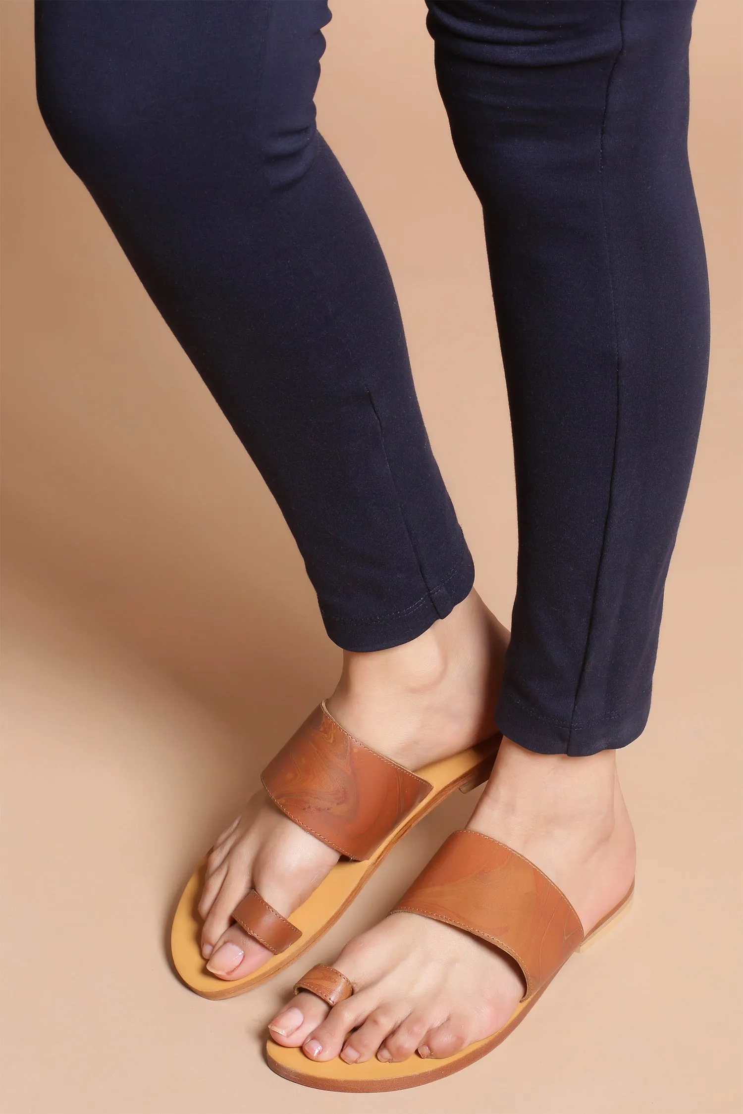 Vanshika Slippers- Tan Leather