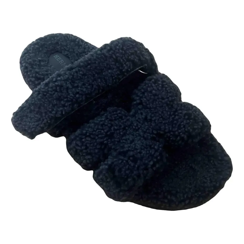Women Shearling-Like Slide Sandals Open Toe Slippers   A99741
