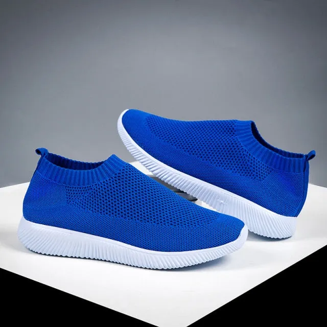 Women Slip on Soft Ladies Casual Running Shoes Knit Sock Shoes Flats