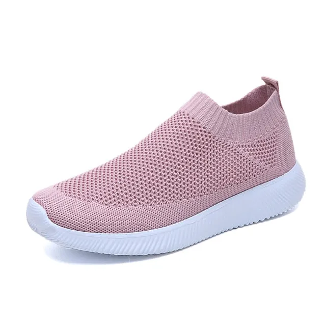 Women Slip on Soft Ladies Casual Running Shoes Knit Sock Shoes Flats