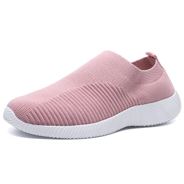 Women Slip on Soft Ladies Casual Running Shoes Knit Sock Shoes Flats
