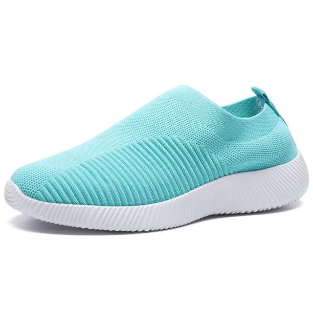 Women Slip on Soft Ladies Casual Running Shoes Knit Sock Shoes Flats