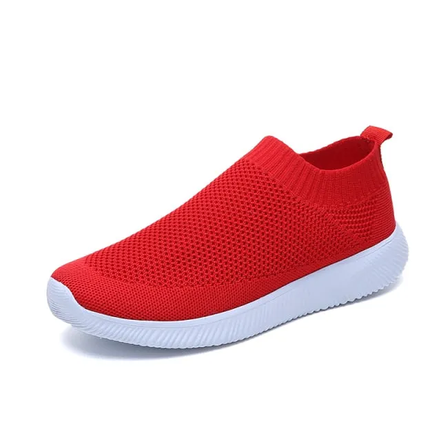 Women Slip on Soft Ladies Casual Running Shoes Knit Sock Shoes Flats